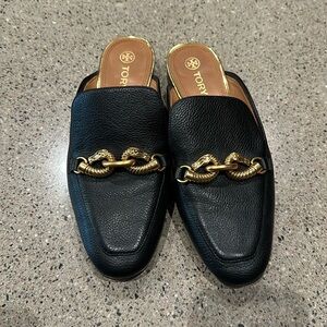 Tory Burch Jessa Loafer Slides - Black/Gold - Size 8